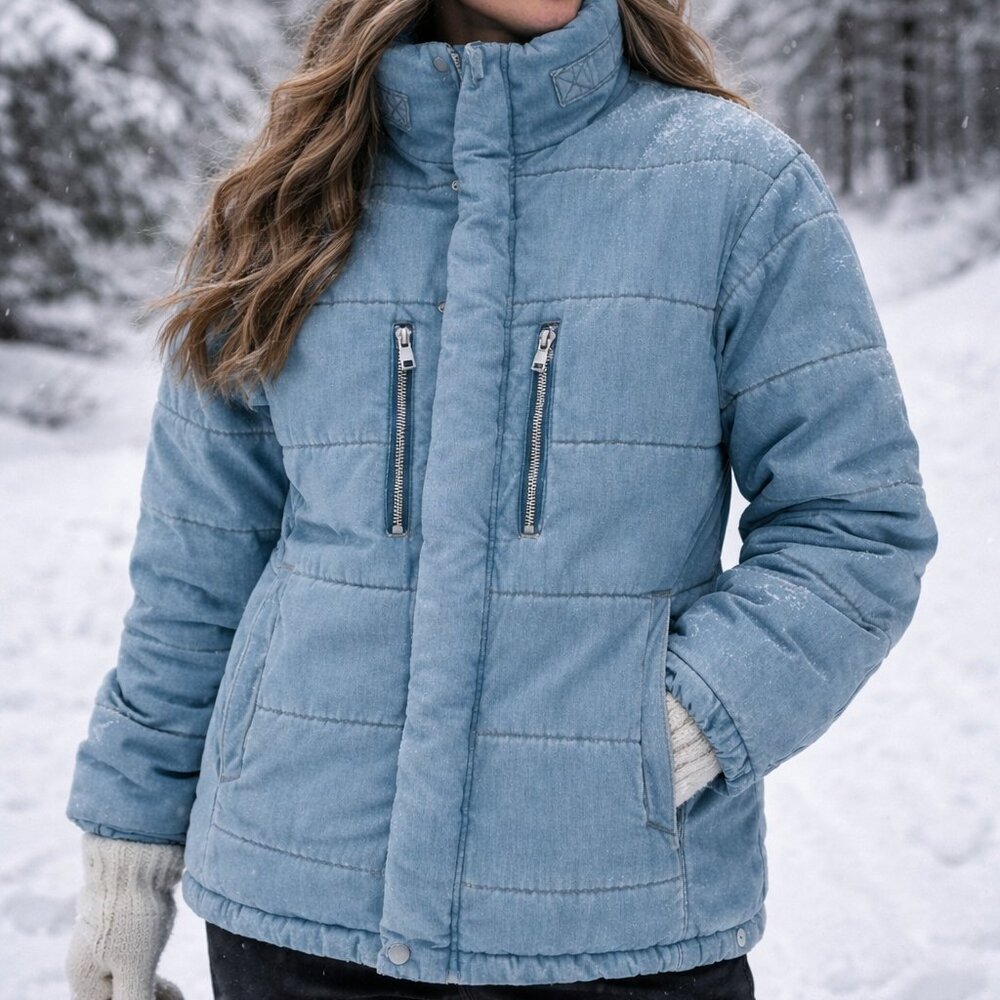 Zadig & Voltaire Runway Denim Puffer Coat – Size Medium US 8 / FR 40